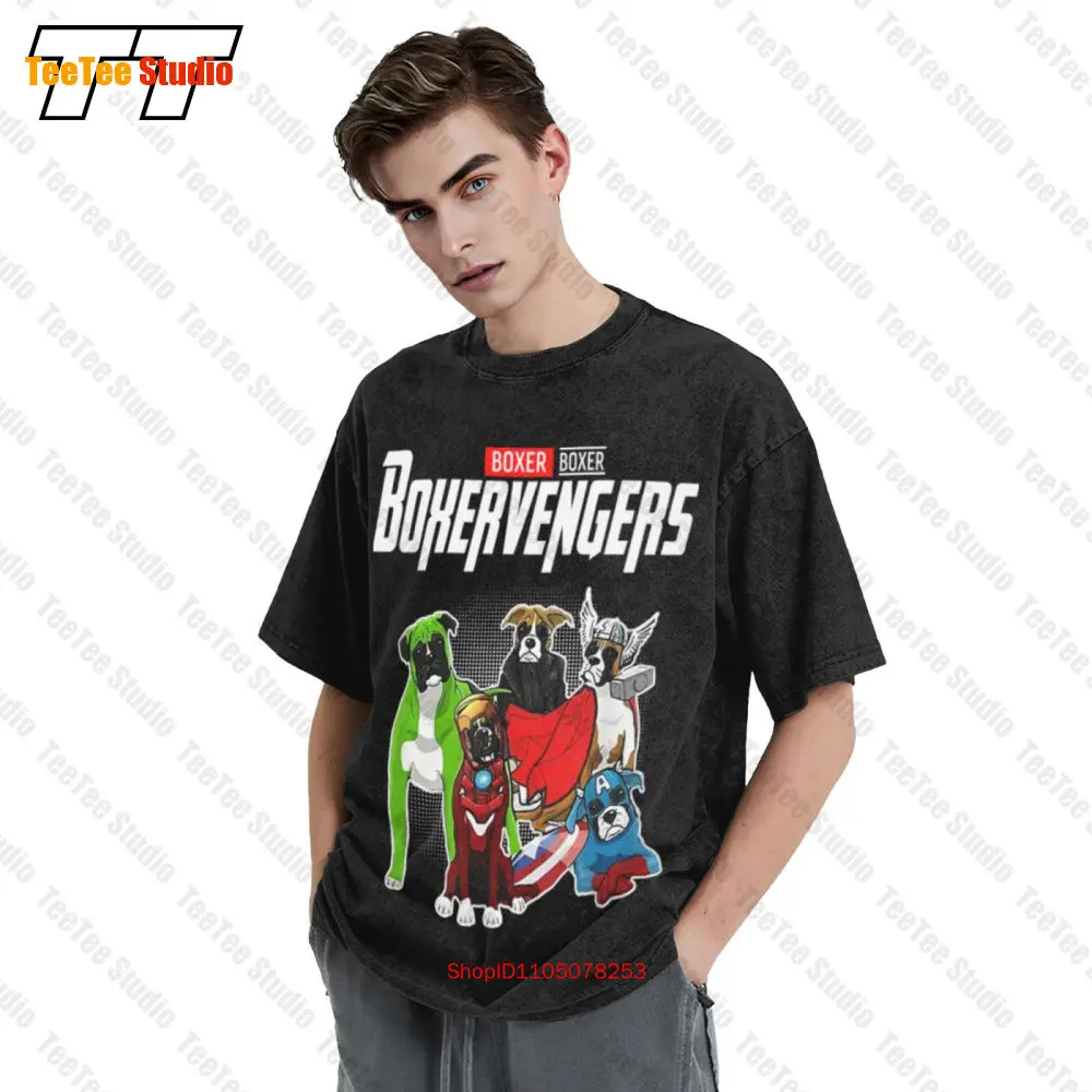 Фото Винтажная футболка большого размера Boxervengers Dog Boxer 03X0 №3