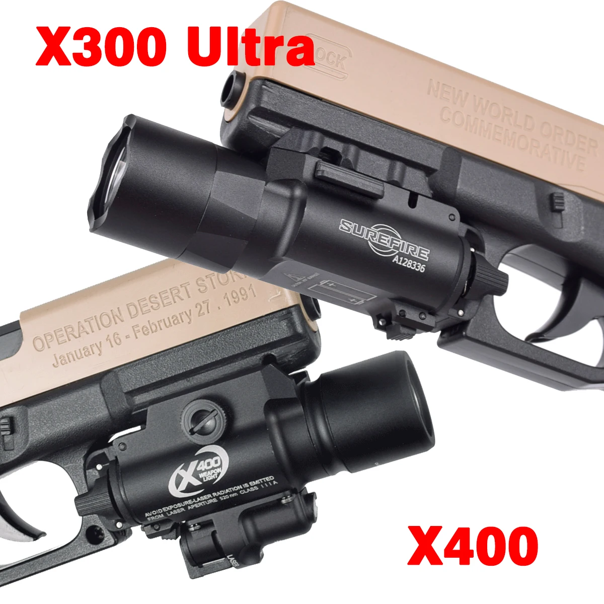Тактический Surefire SF X300 X400 Ultra X400V IR Scout Light Красный Зеленый Лазерный Светодиодный Фонарик для оружия Фонарик для винтовки GLOCK Рельс 20 мм