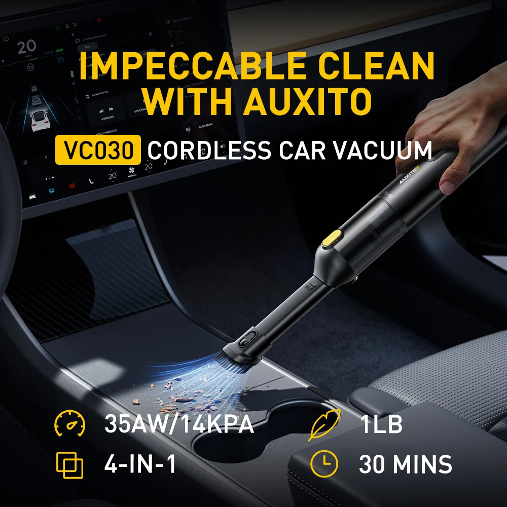 Автомобильный пылесос AUXITO 2024, Мощное всасывание, маленький ручной USB-пылесос для уборки бытовой техники, беспроводной портативный автомобильный пылесос
