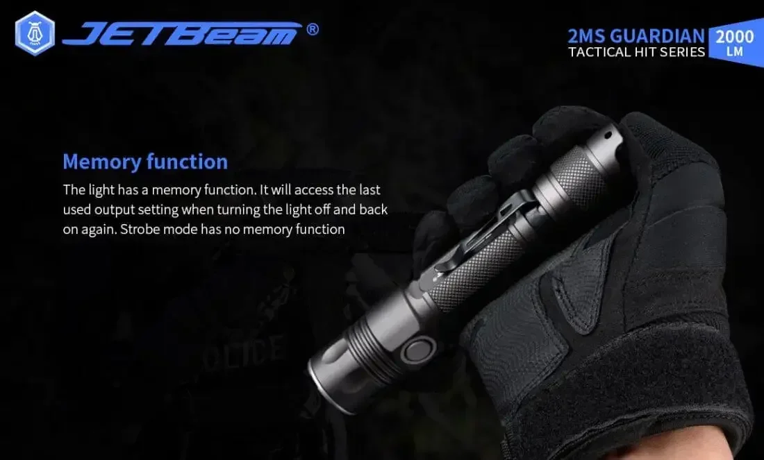 Jetbeam 2MS EDC светодиодный тактический фонарик USB-C перезаряжаемый водостойкий фонарик EDC 2000 люмен черный фонарь (art.: 3920ce28eb56a) - 3920ce28eb56a