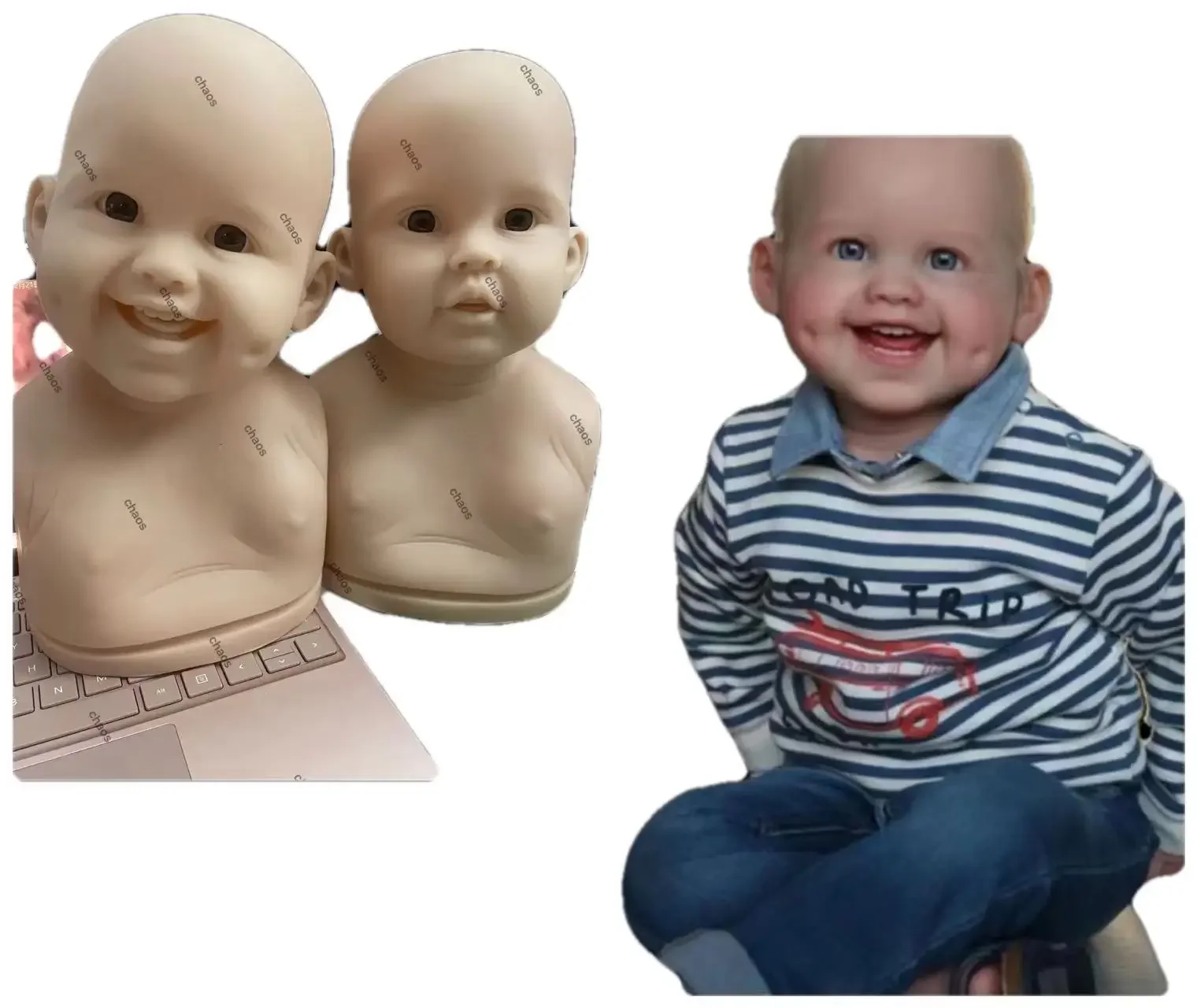 Фото 【С разъемами】DLS 32 дюйма Reborn Baby Dimple Неокрашенная огромная детская часть «сделай сам» с тканевым корпусом Куклы для детей №2
