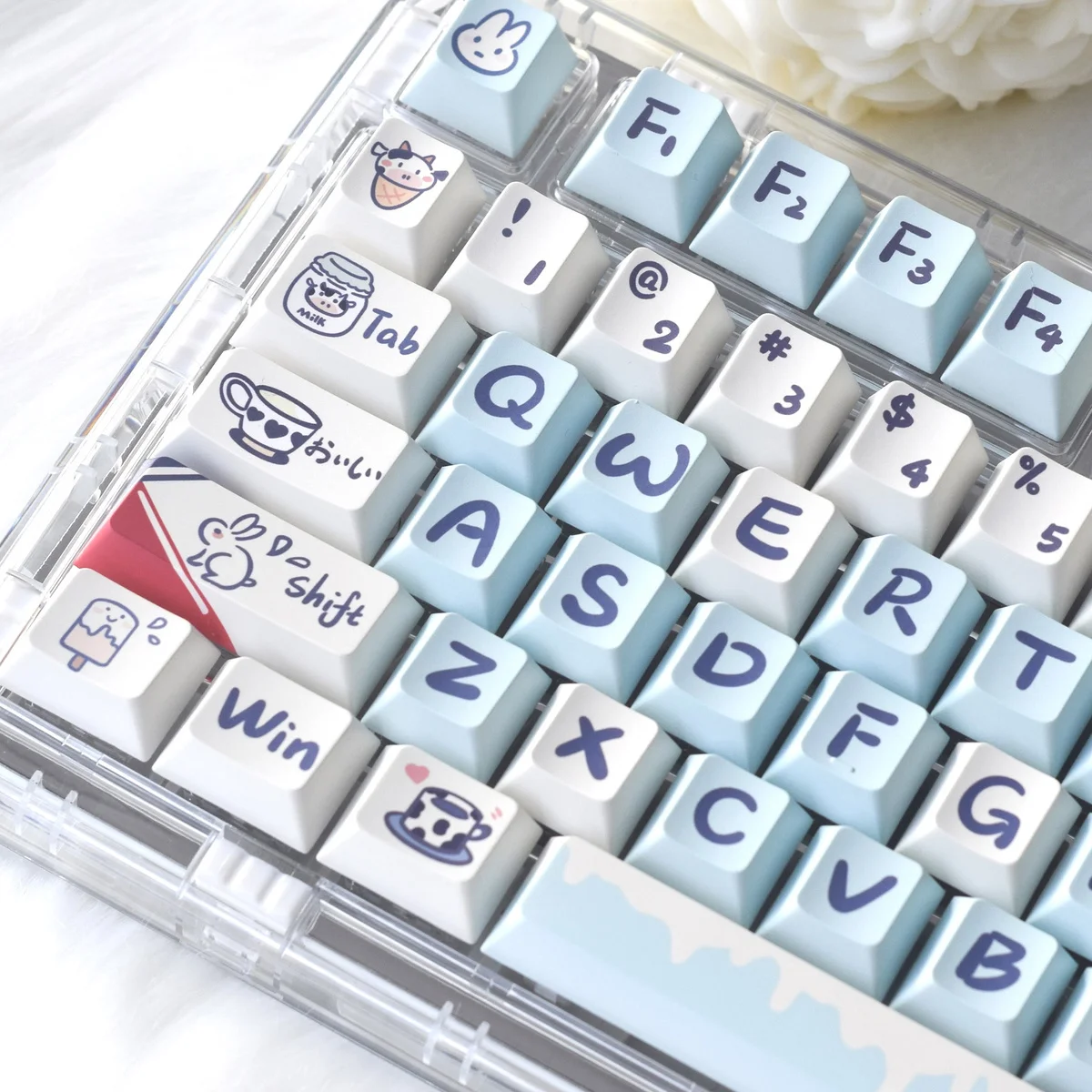 Милый молочный сахар кролик Pbt Keycap Mda/moa Персонализированная ручная клавиатура для механической клавиатуры игровые аксессуары для клавиатуры