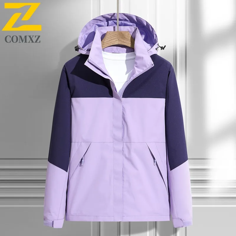 Фото COMXZ Мужская куртка Techwear 2025 Легкая ветрозащитная куртка для пешего туризма, путешествий, кемпинга, верховойдителя, осенняя свободная куртка с капюшоном №2