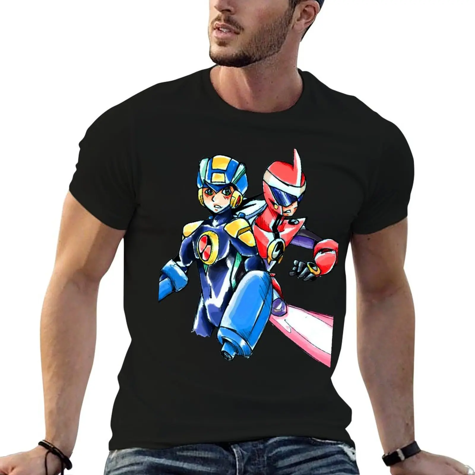 Футболка Megaman & Protoman, мужская футболка, мужская футболка, хлопковая футболка высокого качества