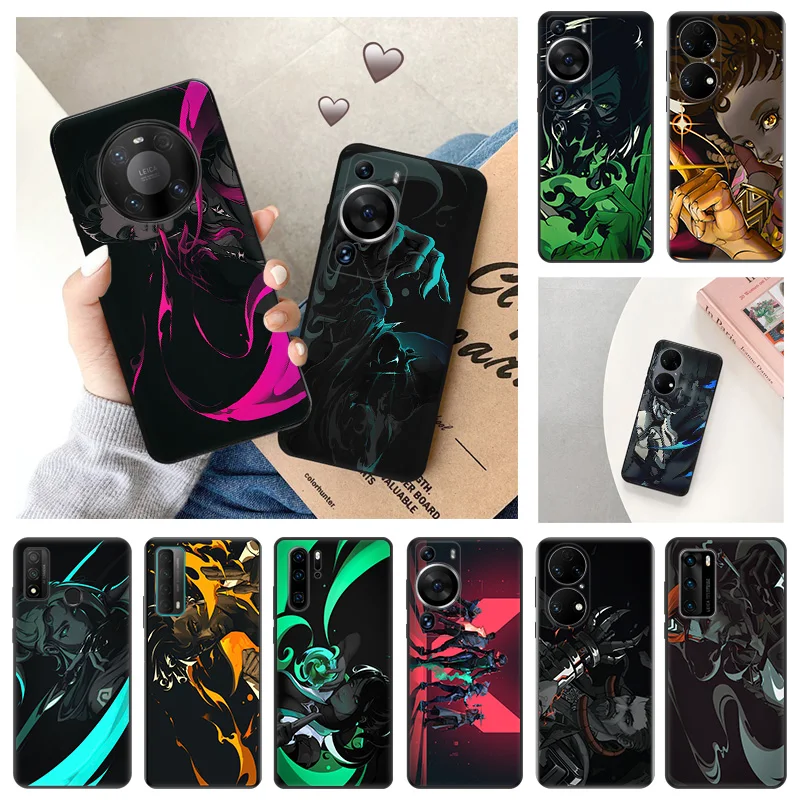 Силиконовые черные чехлы для телефонов Huawei P Smart Z P60 P30 P40 P50 Pro P20 Lite Pixel 7 6 5 4 7a 6a 5a Valorant Game