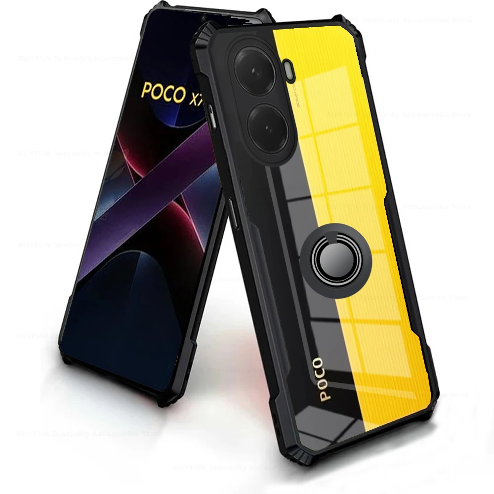Чехол PocoX7Pro, прозрачный акриловый противоударный чехол для Xiaomi Poco X7 X 7 Pro Pocco X7Pro, магнитный держатель, кольцо, защитный чехол