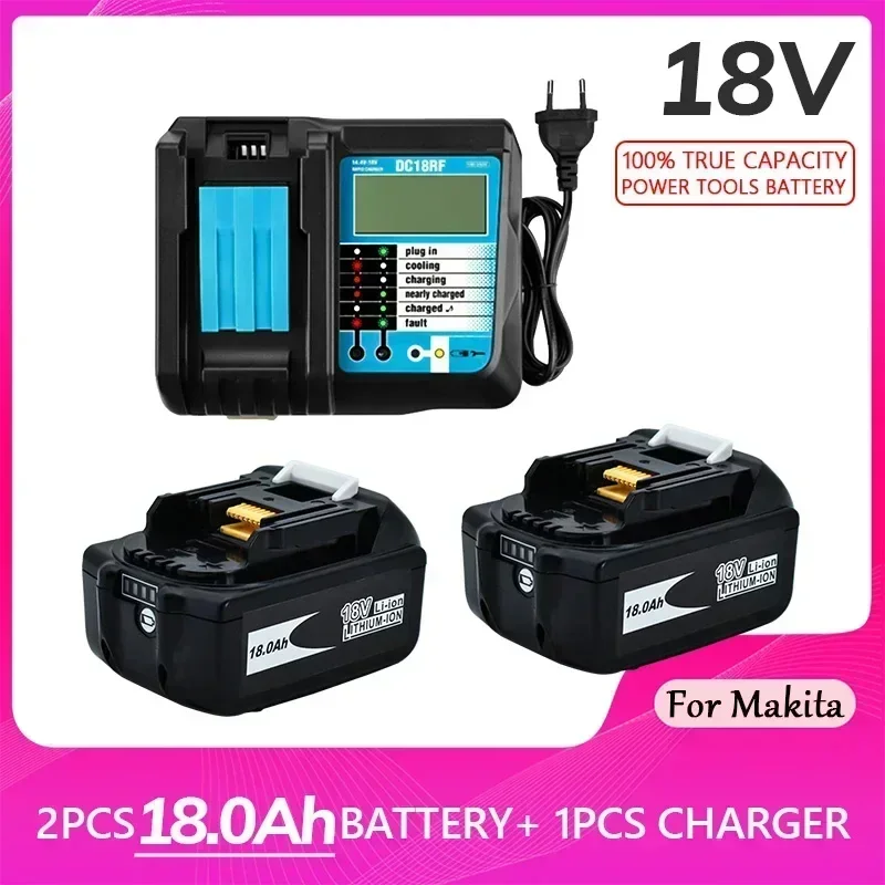 Оригинальный аккумулятор для электроинструментов Makita 18 В 18000 мАч 18,0 Ач со светодиодной литий-ионной заменой LXT BL1860B BL1860 BL1850