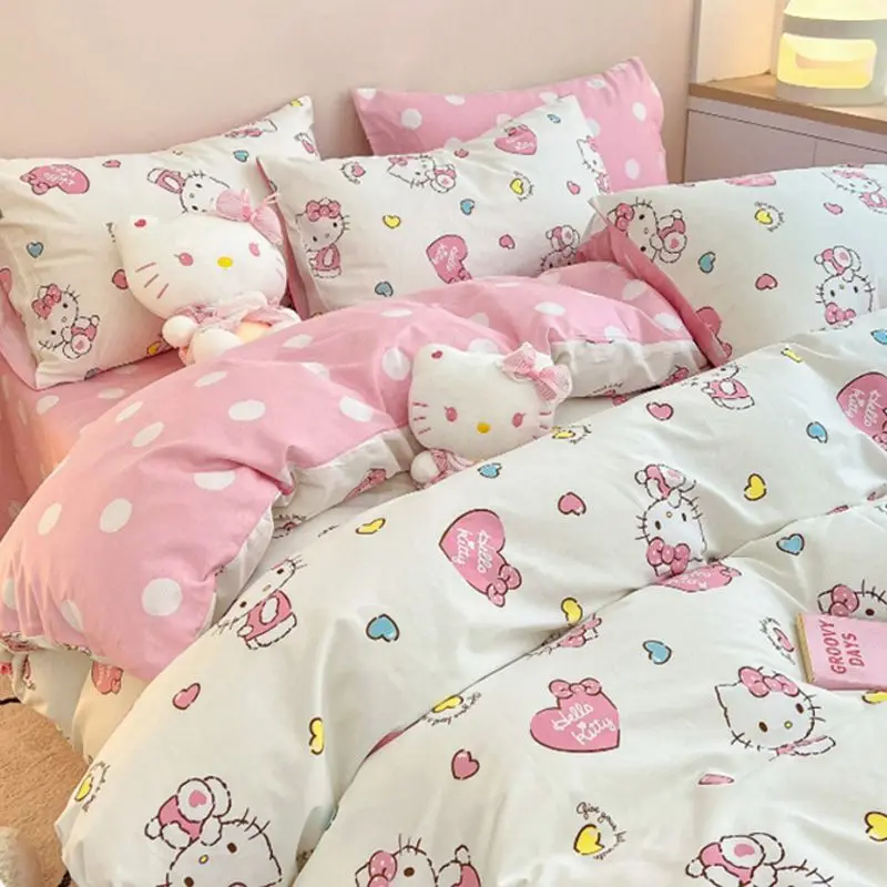 4 шт./комплект, детские постельные принадлежности с рисунком Hello Kitty