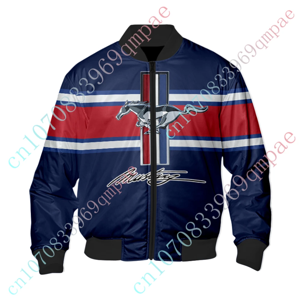 Фото Куртка Мустанг мужская одежда куртка-бомбер Harajuku парки ветровка Techwear бейсбольная форма плотные пальто с индивидуальным логотипом №3