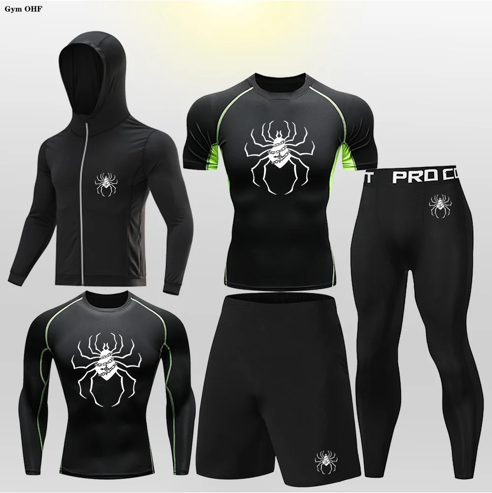 Спортивный костюм Rashguard для мальчиков, спортивный костюм, Детские комплекты для спортзала, фитнеса, бега, компрессионная футболка и штаны, детские спортивные костюмы с аниме Hunter X