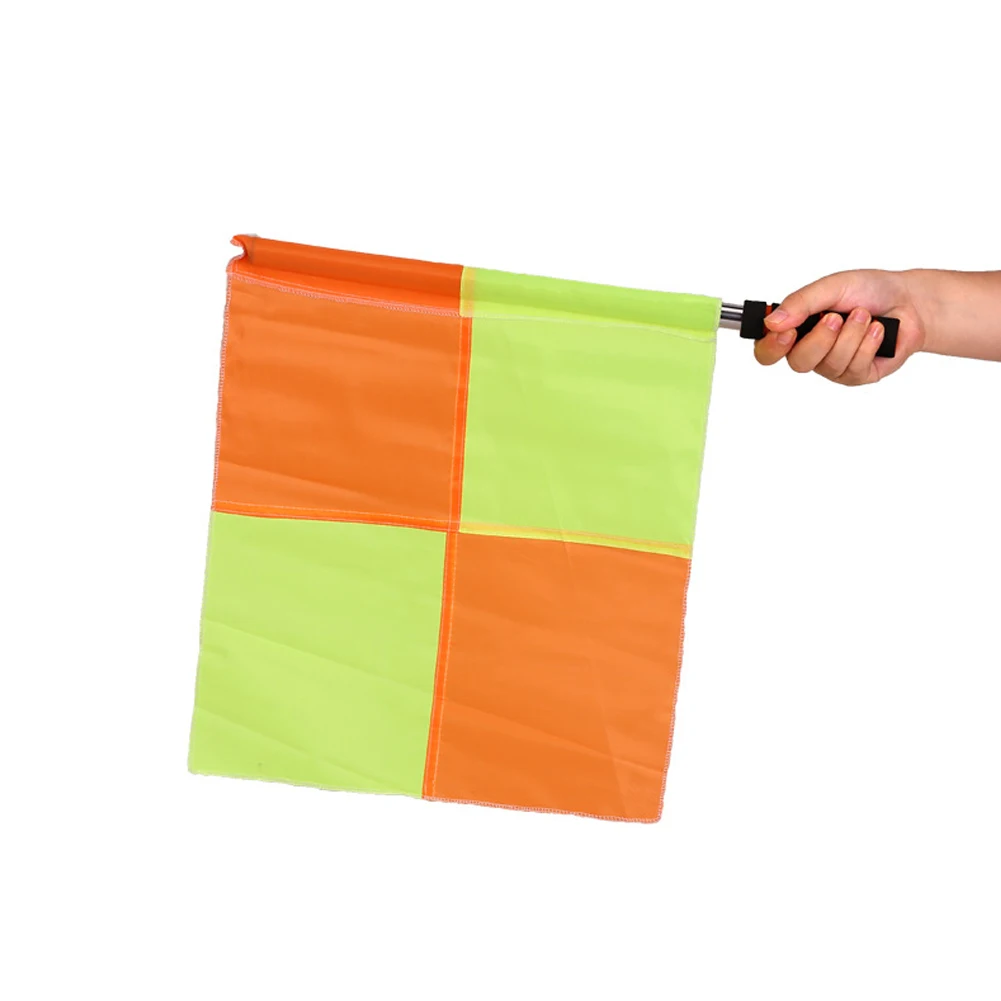Фото Судейский флажок для футбола Linesman переносное оборудование для рефери, Спортивная трубка из нержавеющей стали, брезент, 1 комплект, 35*35 см, ABS пена №3