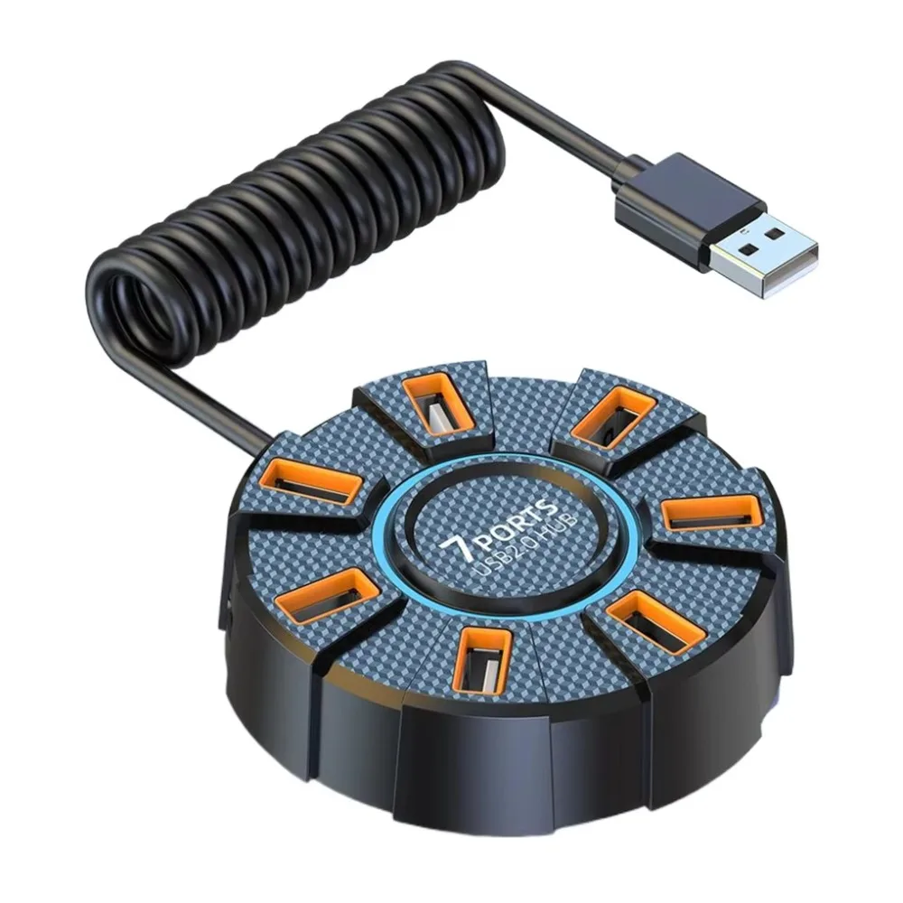 RGB-подсветка, 7 портов, несколько расширителей, USB-разветвитель, концентратор USB 2,0, высокоскоростной разъем, адаптер-разветвитель