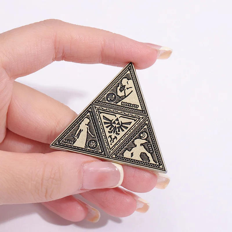 Фото Серебряная брошь Triforce, простой значок, ювелирные изделия, оптовая продажа, Металлическая Булавка для шляпы, аниме №4