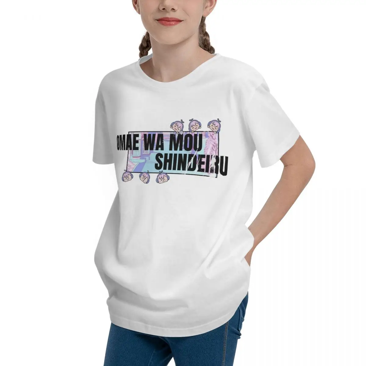 Футболка с коротким рукавом Teeanger Omae Wa Mou shindiru Anime Chibi Essential T Shi Basic, Современная футболка с рисунком Geek, высокое качество