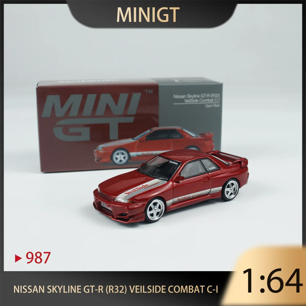 MINIGT 1:64 Nissan Skyline GT-R R32 VeilSide Combat C-I Gem Red Alloy Премиум литая под давлением модель автомобиля Коллекционная деталь дисплея