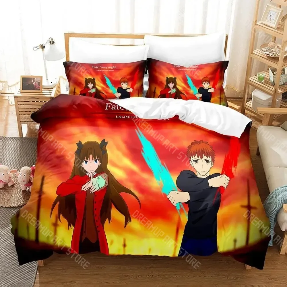 Фото 3D Print Fate Stay night Unlimited Blade Works Комплект постельного белья Single Twin Full Queen King Size Комплект постельного белья для взрослых и детей Спальня Kołdra cove №4