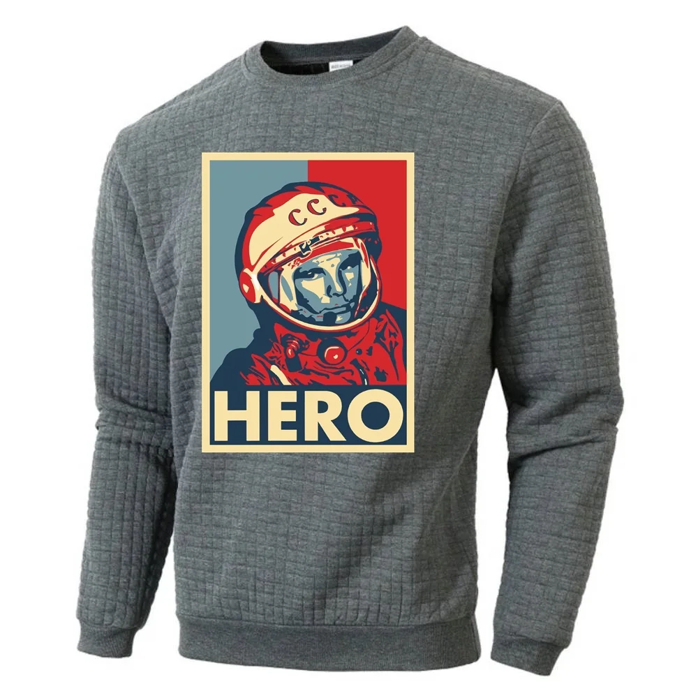 Фото Винтажные мужские толстовки, русский CCCP HERO Юрий Gagarin, советский спортивный костюм Cosmonau, пуловер, топы, весенне-осенняя футболка с длинным рукавом №3