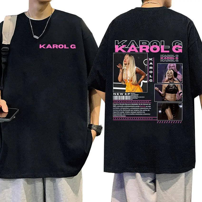 Рэпер Karol G Tour 2025, новая альбомная футболка для мужчин и женщин, модные эстетические повседневные футболки, винтажные футболки высокого качества из 100% хлопка