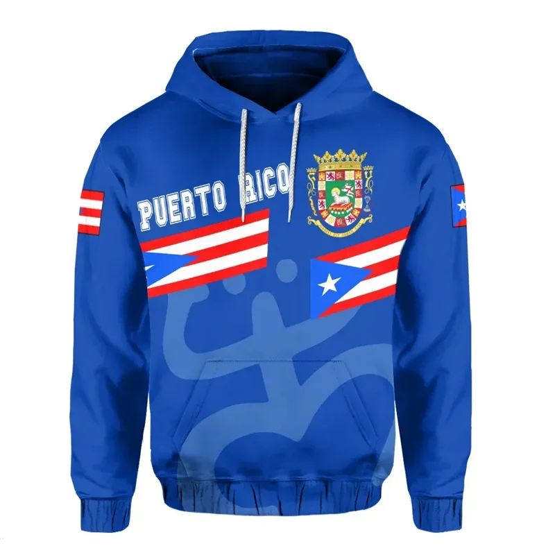 Фото The Commonwealth Of Puerto Rico Coat Of Arms 3D Printing Hoodies Puerto Rico Flag Map Graphic Hooded Sweatshirts Mens Pullovers №5