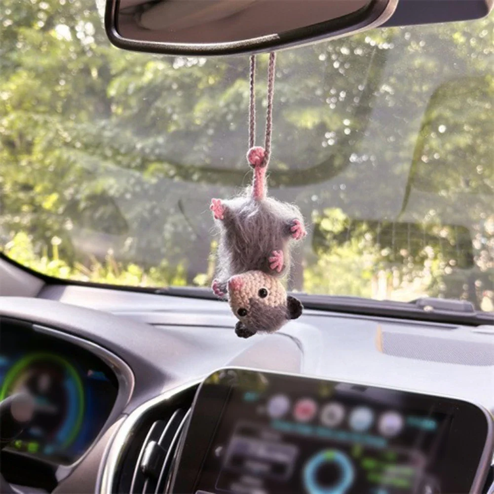 Фото Зеркало заднего вида Possum Christmas Cute Possum Car Charm Хэллоуин Премиум-пряжа Зеркала заднего вида Очаровательный дизайн №4