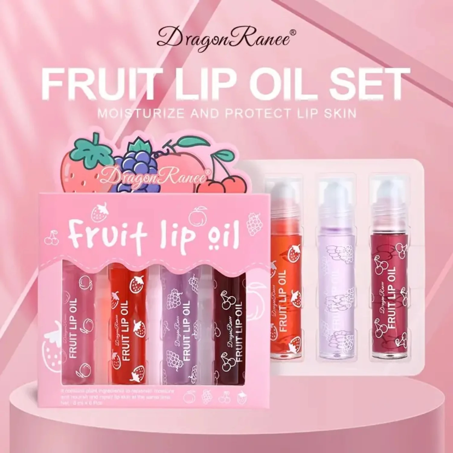Фото Набор шариковых блесков для губ Fruit-Infused с растительными экстрактами — стойкое увлажнение — верхний бальзам для губ для красивой штуки №3