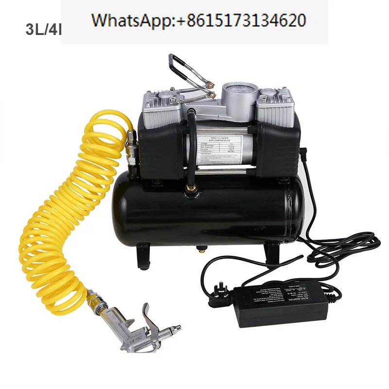 Помпа udara ban mobil silinder, pemompa udara portabel 12V 220V kompresor udara bebas sunyi mulai