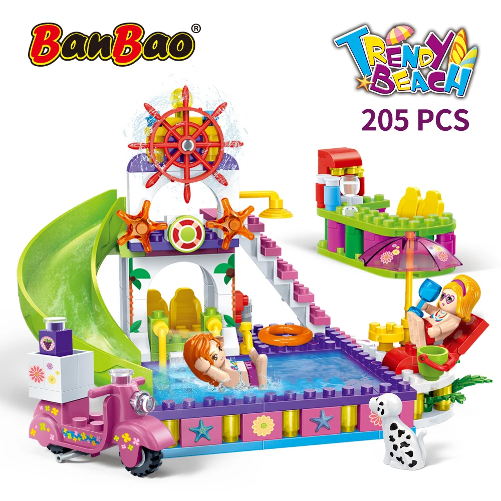 BanBao City street Girls Coast Summer Party Beach праздничные строительные блоки модели кирпичей подарки для маленьких друзей Обучающие игрушки 6128
