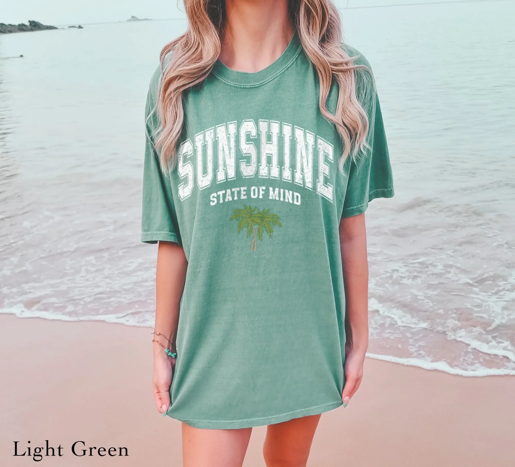 Футболка Sunshine State Of Mind, удобные цвета, милая летняя винтажная пляжная футболка