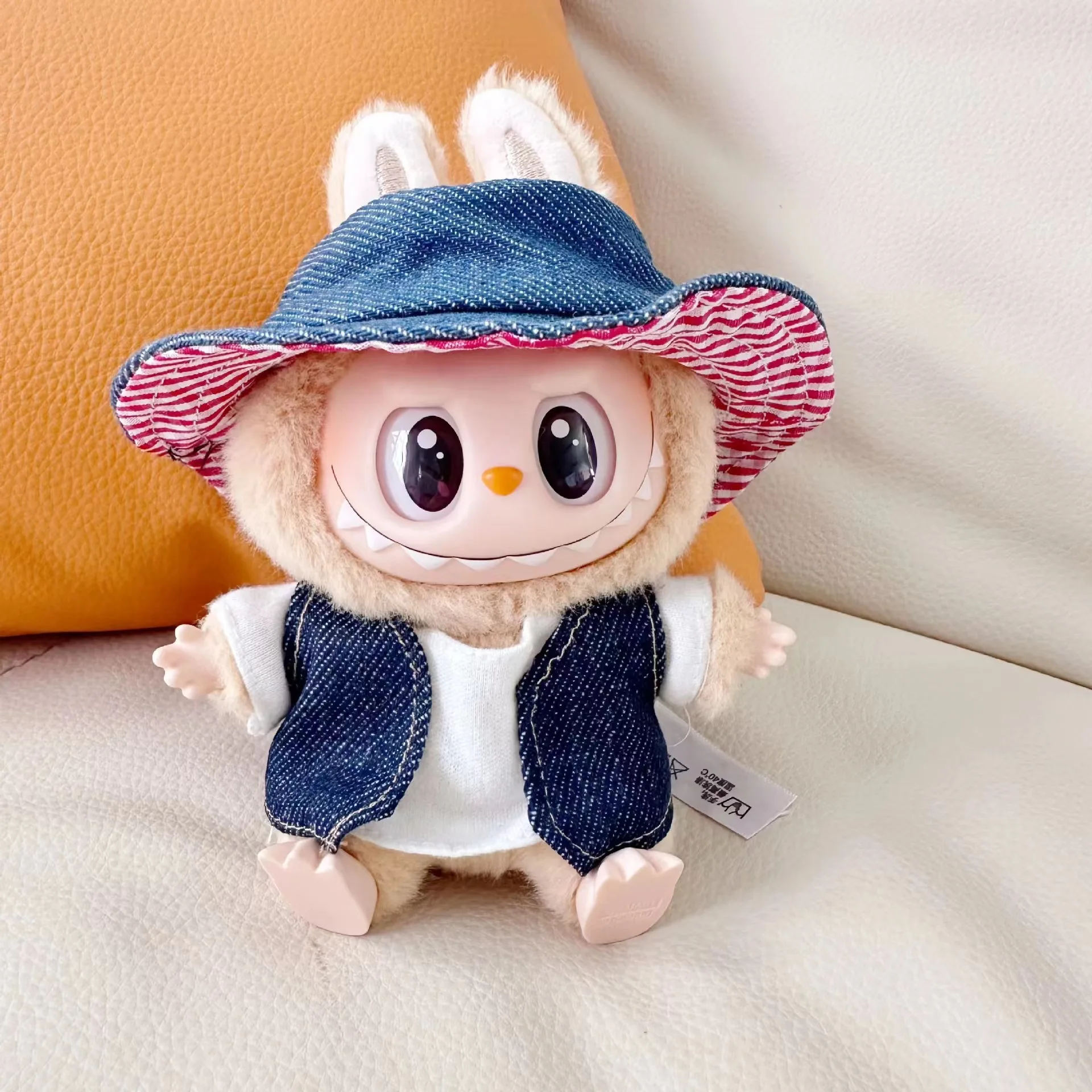 Фото 17 см Labubu I II Idol Dolls Мини-плюшевая кукольная одежда, комплект жилета со шляпой, аксессуары для Кореи Kpop Exo, сидячая вечеринка №4