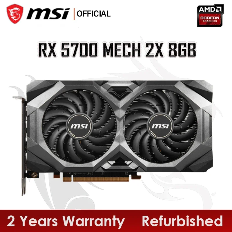 Видеокарта MSI Uesd Radeon RX 5700, 8 ГБ, 14000 бит, 6Pin + 8Pin, AMD RX5700, 8 ГБ, GDDR6, МГц, 2304SP