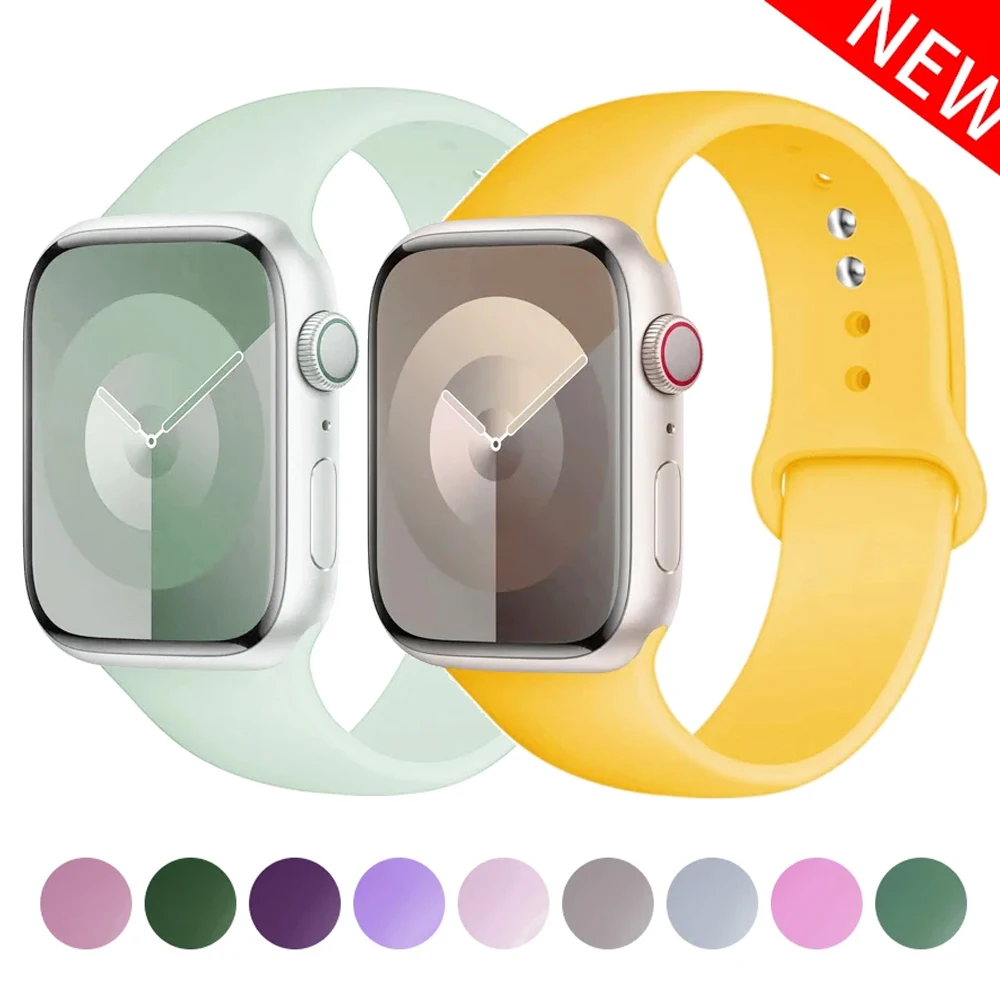 Ремешок силиконовый для Apple Watch Series 3 4 5 6 SE 7 8, браслет для iWatch 38 мм 40 мм 41 мм 42 мм 44 мм 45 мм 49 мм