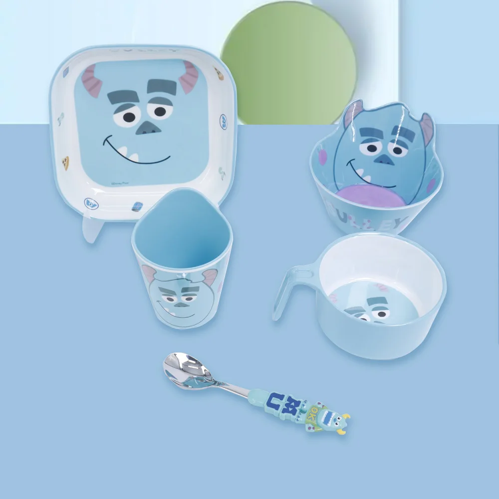 1 шт., набор посуды Disney Monsters University Sullivan, миска в форме квадратной пластины, миска с одной ручкой, двухцветная чашка, ложка
