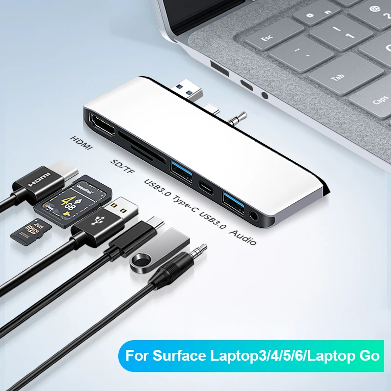 Док-станция для поверхностного ноутбука 3/4/5/6/7/2/1 Hub с 4K HDMI USB3.0 Type C SDTF слот для карты для поверхностного ноутбука Go32/Go