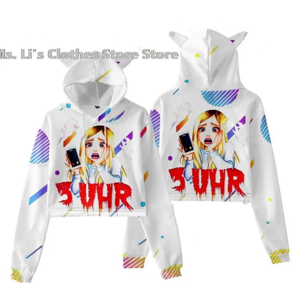 Фото Горячая распродажа! Rebeka Wing Merch Beki Пушистый 3D модный топ с кошачьими ушками Женская утечка пупка толстовка сексуальная девушка Y2K Толстовка кавайные Топы №4