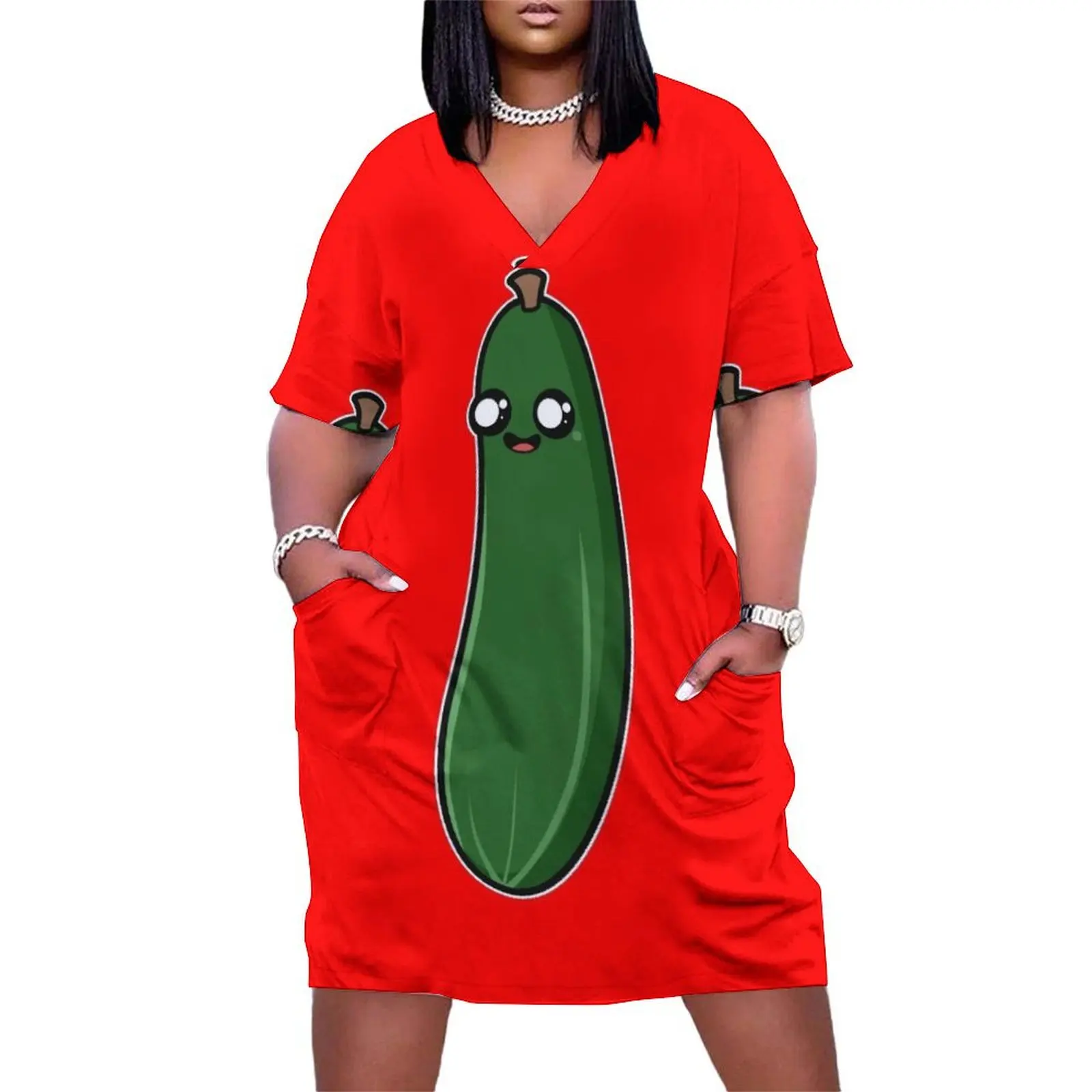 Огурец Zucchini, овощное веганское свободное платье с карманами, платья на день рождения для женщин, женские вечерние платья, сексуальное платье для женщин