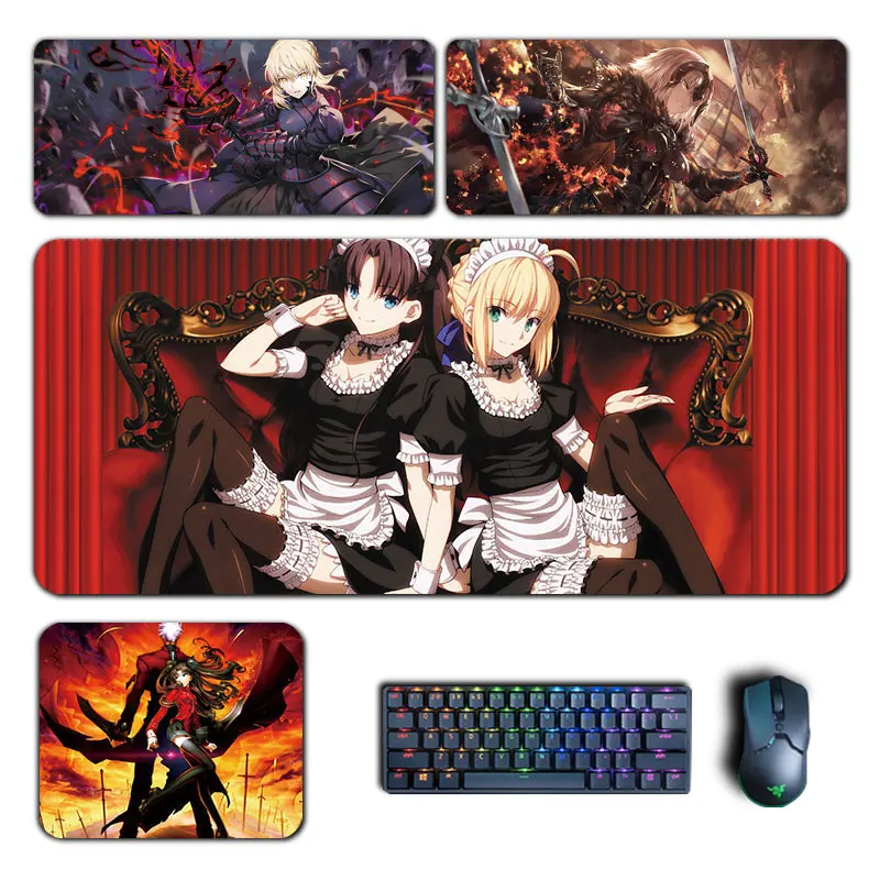 Коврик для мыши Fate Stay Night, аниме Grand Order Saber Toosaka Rin Ruler, коврик для мыши, коврик для компьютерной клавиатуры, аксессуары в стиле манга, настольный коврик