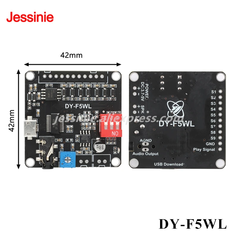 Фото DY-SV19R/SV19T/F20L/F5WL/SV20F Модуль воспроизведения голоса 5 Вт 10 Вт 20 Вт 9-позиционный переключатель Воспроизведение MP3 Встроенная карта для хранения вспышки TF-карта №5