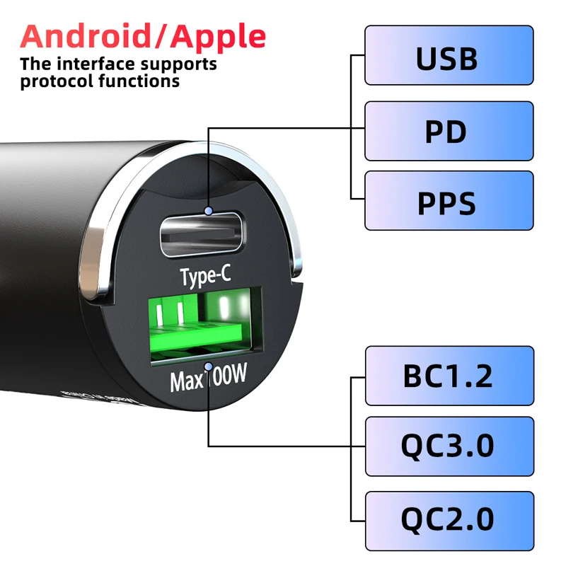 Фото Автомобильное зарядное устройство USB TYPE-C для Zeekr X 001 009 2022 2023 2024 Al, зарядное устройство для телефона iPhone 11 15 Pro Samsung S23 Xiaomi Huawei №4