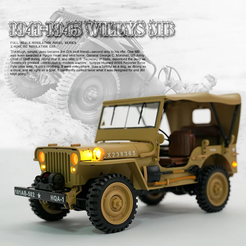 Фото Coolbank RC Car 1/14 1941-1945 Willys Jeep MB 2.4G 4WD RTR Гусеничный альпинистский вес Военный грузовик Внедорожный автомобиль Мальчики Игрушки №2