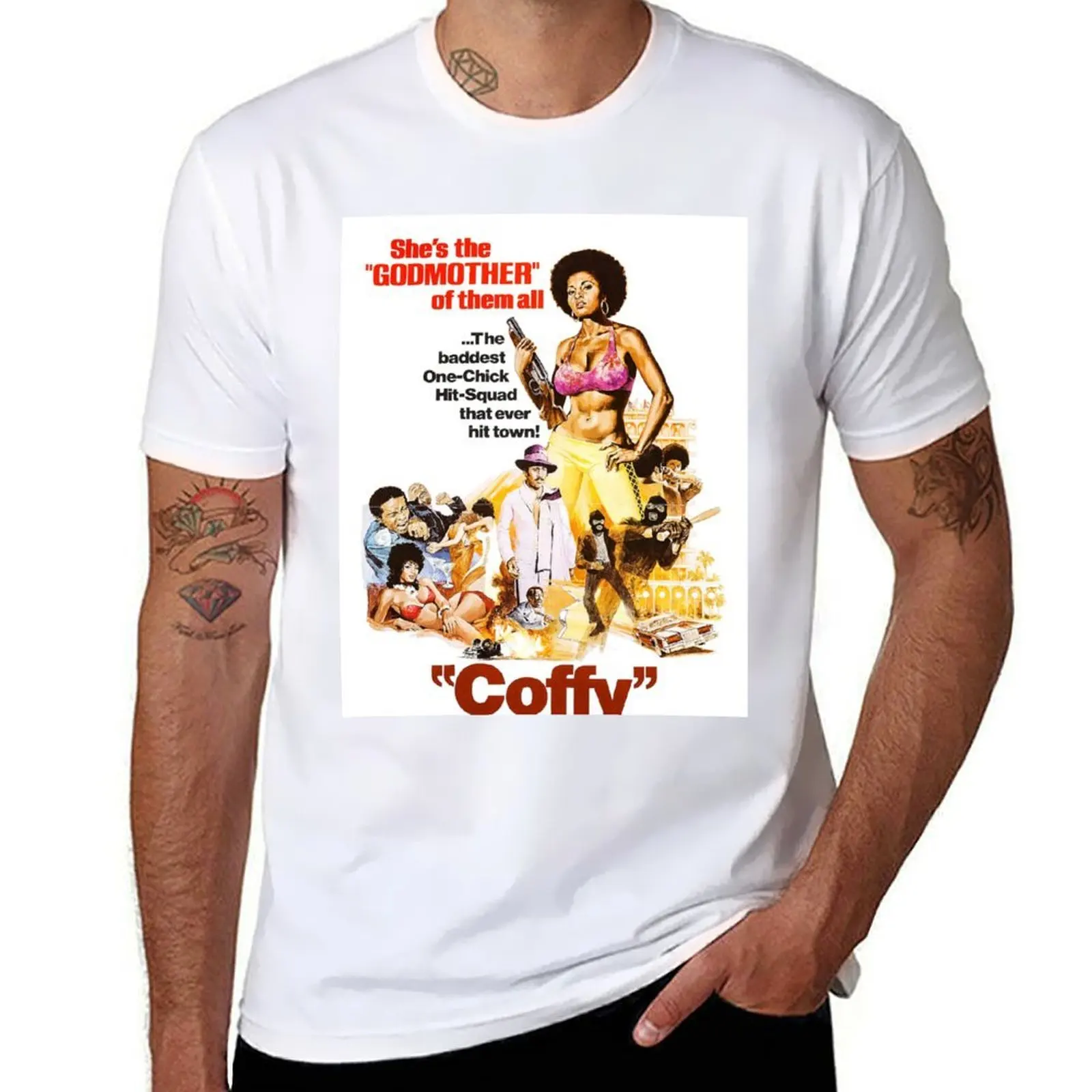 Футболка Coffy-Mama Grier, футболки из 100% хлопка, мужская футболка с рисунком