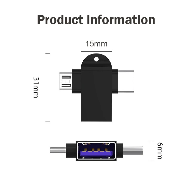 2 в 1 OTG адаптер USB Type C Micro USB Android мобильный телефон конвертер U Disk планшет OTG коннектор USB 3,0 OTG для ноутбуков Mac (art.: 3920c7746c860) - 3920c7746c860