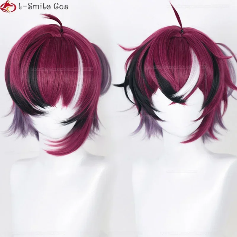 Vtuber EN7 XSOLEIL Doppio Dropscythe Косплей Парик 35 см Короткие парики Doppio Термостойкие волосы Мужчины Nijisanjien Парики для вечеринок + шапочка для парика