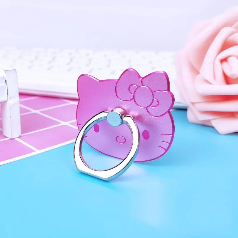 Фото Hello Kitty Kawaii Мобильный телефон Grip кольцо держатель Sanrios мультфильм милый складной металлический кольцо Пряжка карман поддержка подарки аксессуары №4