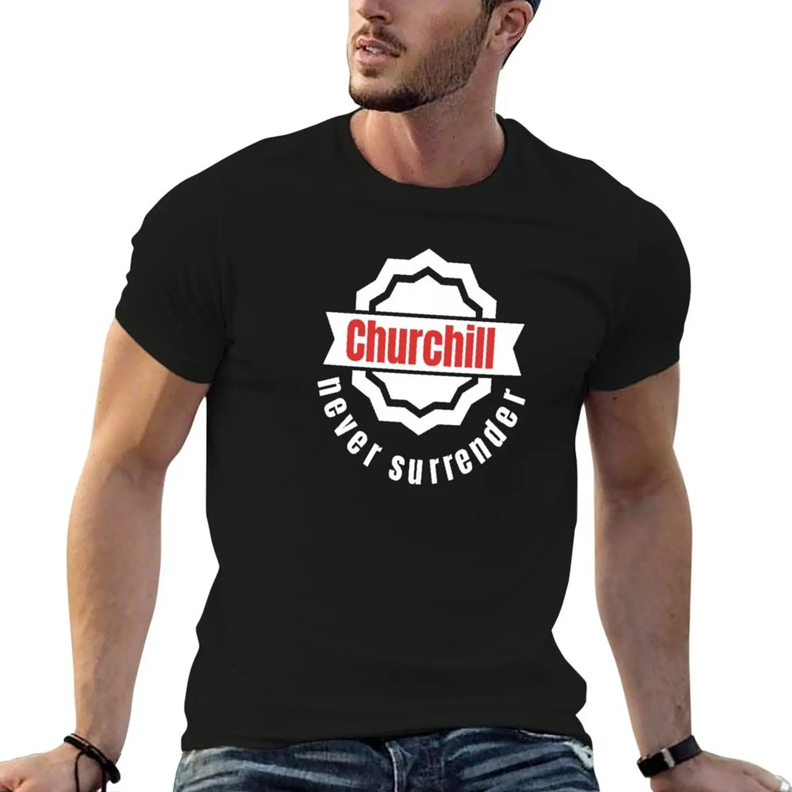 Футболка Churchill Never Surrender, забавные футболки, темный юмор, мужская футболка, хлопковая футболка Футболки и майки
