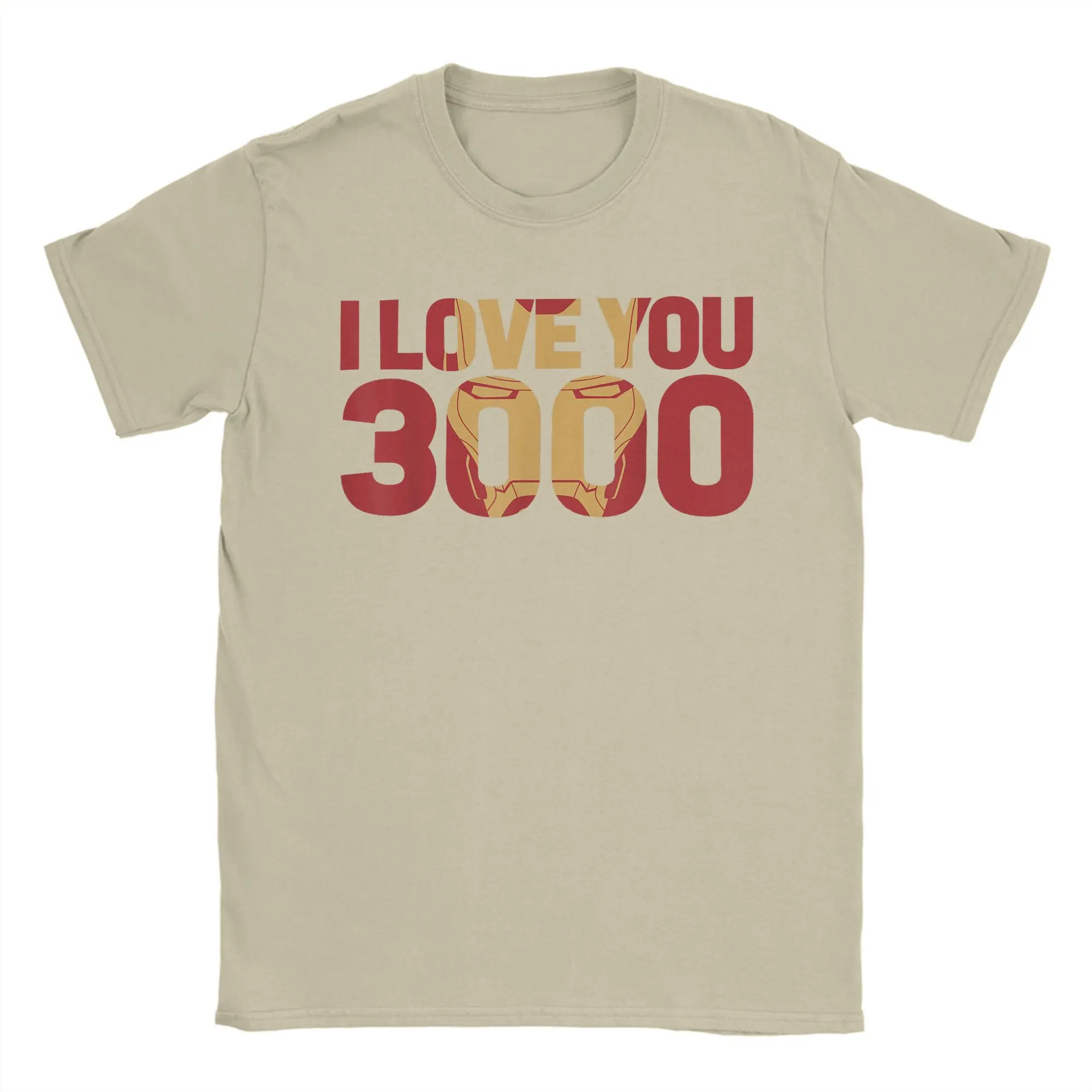 Endgame Iron Man I Love You 3000 Text Fill T-Shirts for Men Funny Pure Cotton Tees Crewneck Short Sleeve Clothes