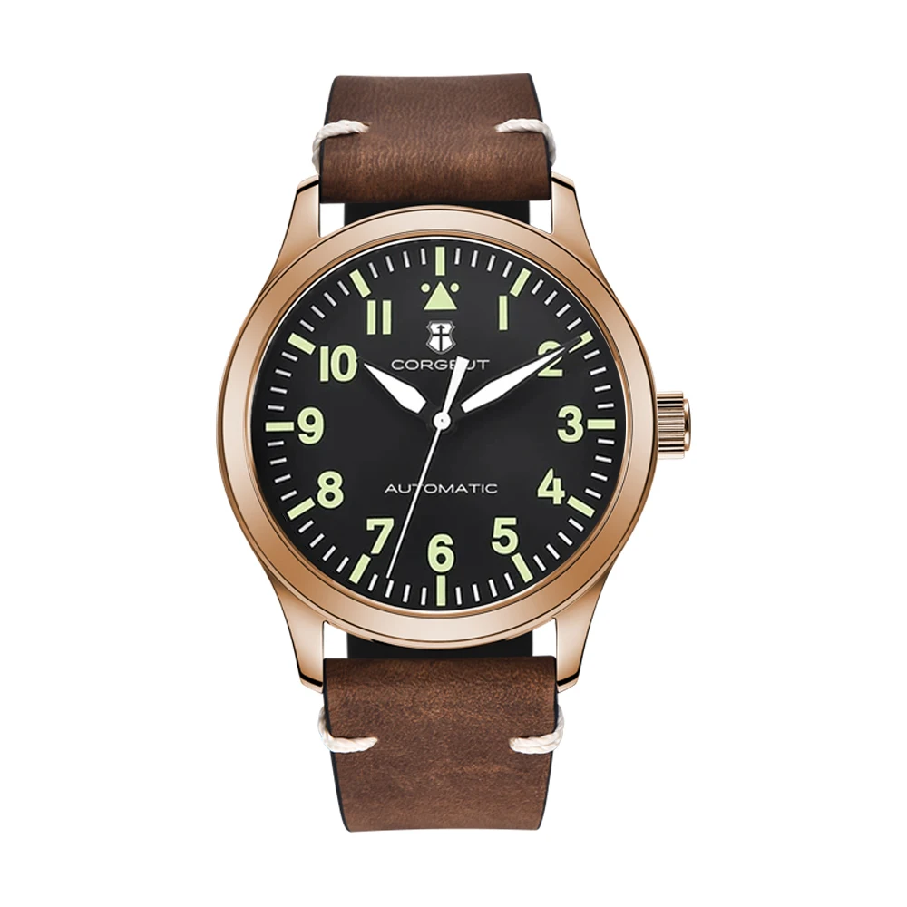 Фото Роскошные часы Corgeut NH35 с сапфировым стеклом, мужские часы Reloj Miyota, автоматические спортивные часы 42 мм, светящиеся кожаные механические наручные часы NH35 №3