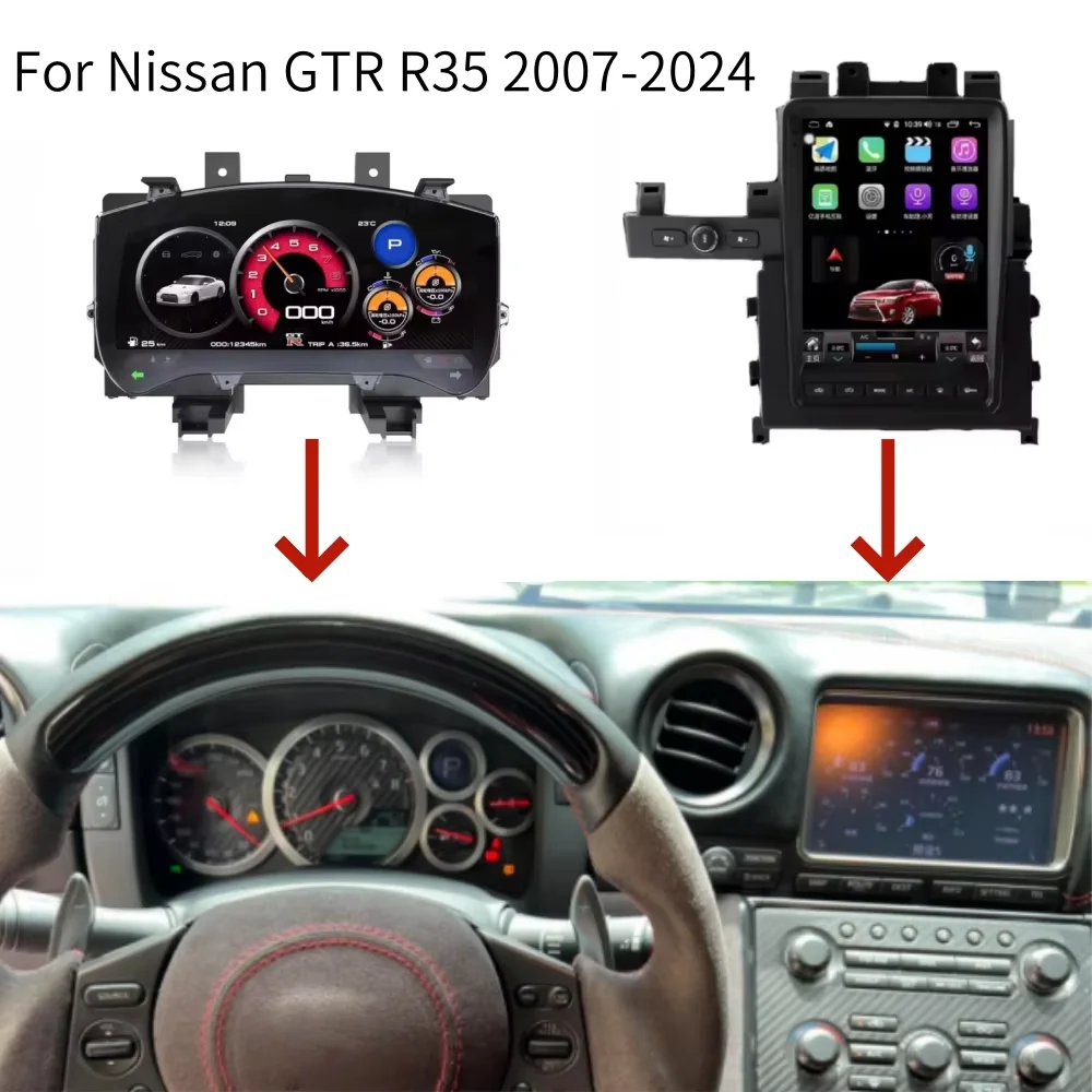 Фото LLY автомобильный радиоприемник для Nissan Skyline GTR 2011-2017 Carplay Android авто мультимедийный плеер GPS-навигация авторадио головное устройство №2