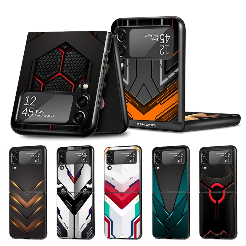 Роскошный флип-чехол в стиле Mecha Z 4 Phnoe для Samsung Z Flip 3 5G черный Жесткий Чехол Galaxy ZFlip3 ZFlip4 уникальный складной роскошный чехол