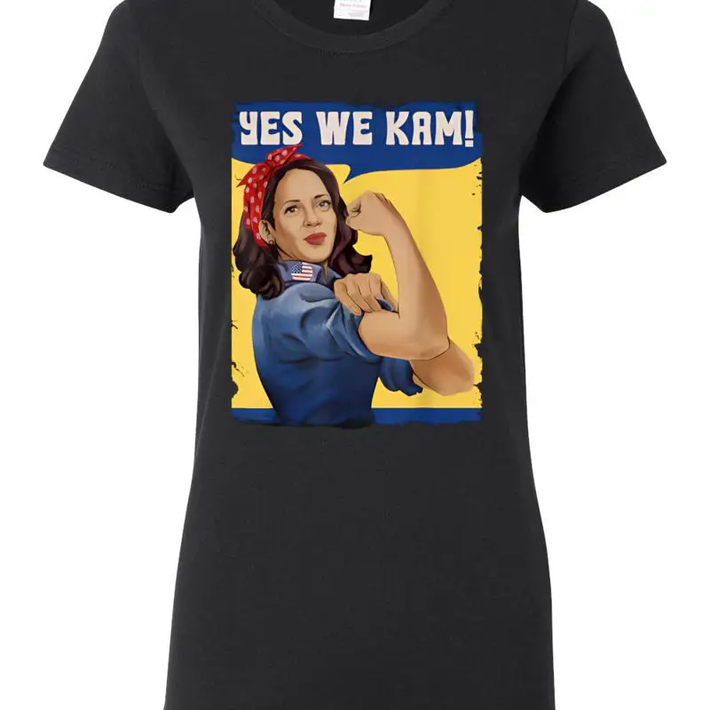 Забавная женская футболка Yes We Kamala Harris 2024, плакат Rosie the Riveter, пародия