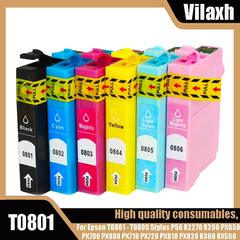 6PK для T0801 T0802 T0803 T0804 T0805 T0806, совместимый картридж для Epson Stylus Photo P50 T59 R265 270 285 290 360
